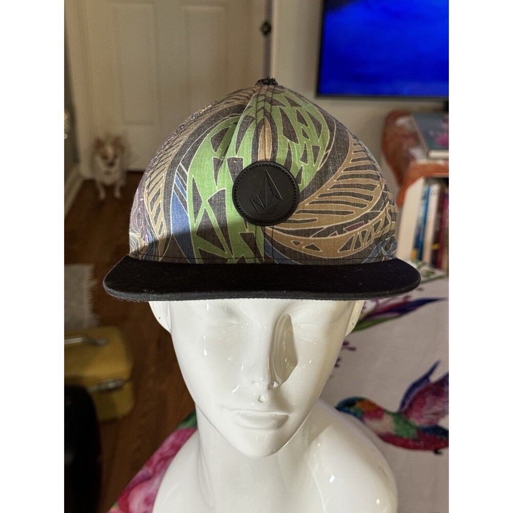 Volcom Mens Baseball Cap Hat Flat Bill Snapback Blue Gray Green Island Vibes